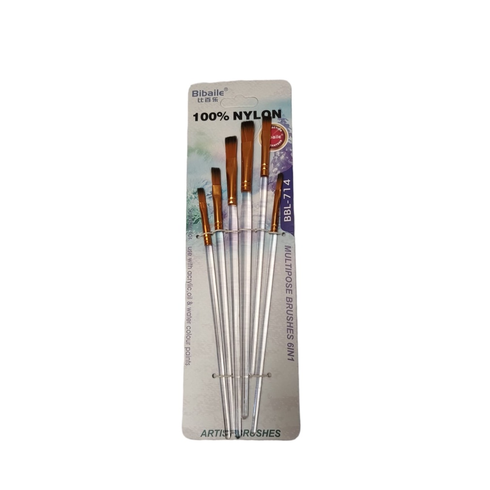 KUAS LUKIS SET 6 SERBAGUNA BULU HALUS UJUNG PIPIH LANCIP ALL PURPOSE BRUSH WATERCOLOR CAT AIR