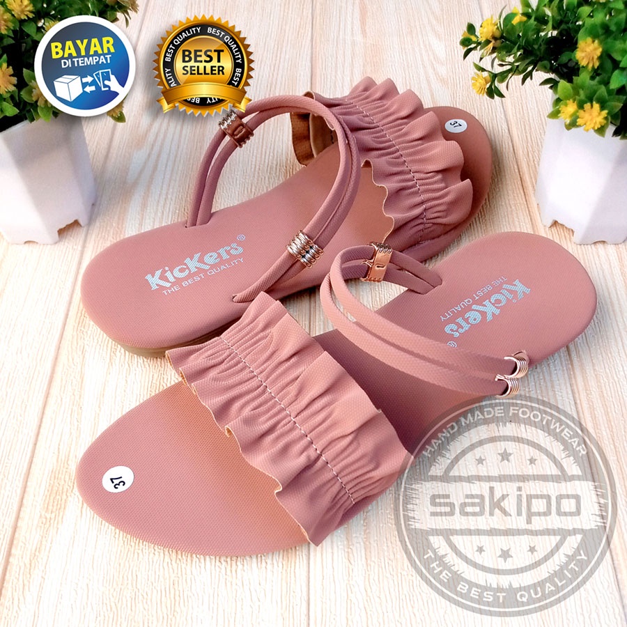 PROMO 12.12 !! SANDAL WANITA DEWASA SLOP KERUT TALI BELAKANG CANTIK NYAMAN DIPAKAI TRENDI KEKINIAN TERMURAH / SAKIP0