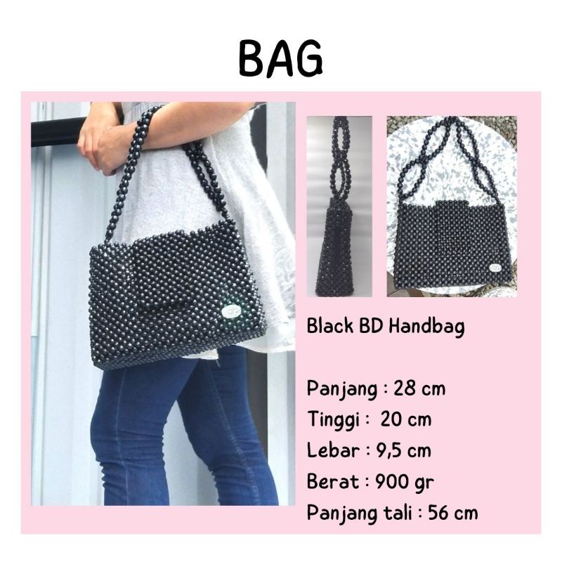 HANDBAG - BEADS BAG - TAS MANIK - MANIK HITAM - TOP HANDLE BAG