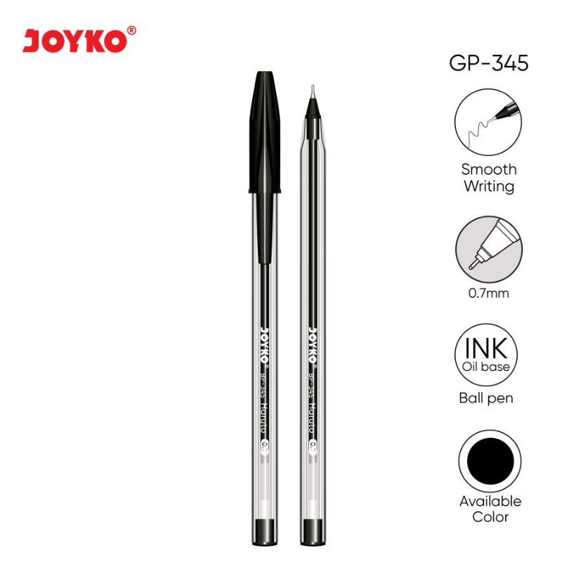

Pulpen Haruto BP-345 Tinta Hitam 0.7mm Joyko Harga Per Lusin