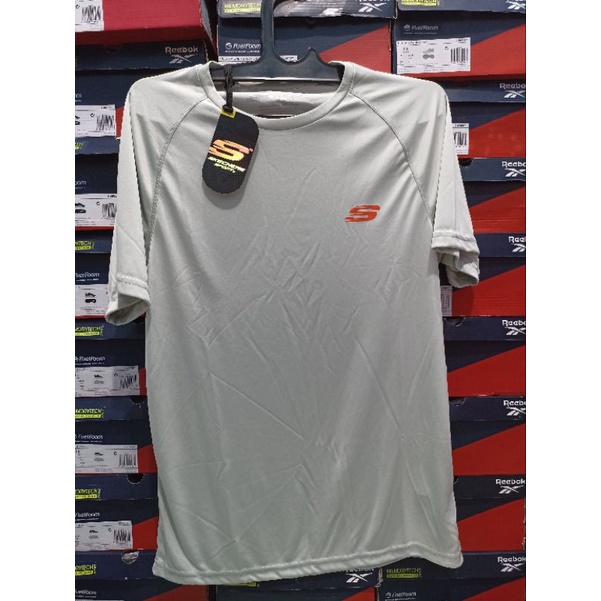 Skechers Baju Kaos Original Pria Abu Abu