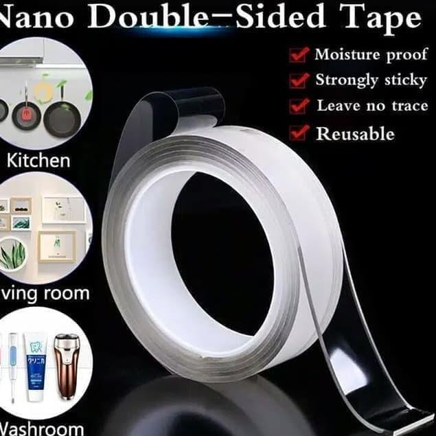 

に IKILOSHOP Nano 30mm x 1m Double Tape Bening Tahan Air Acrylic Washable か
