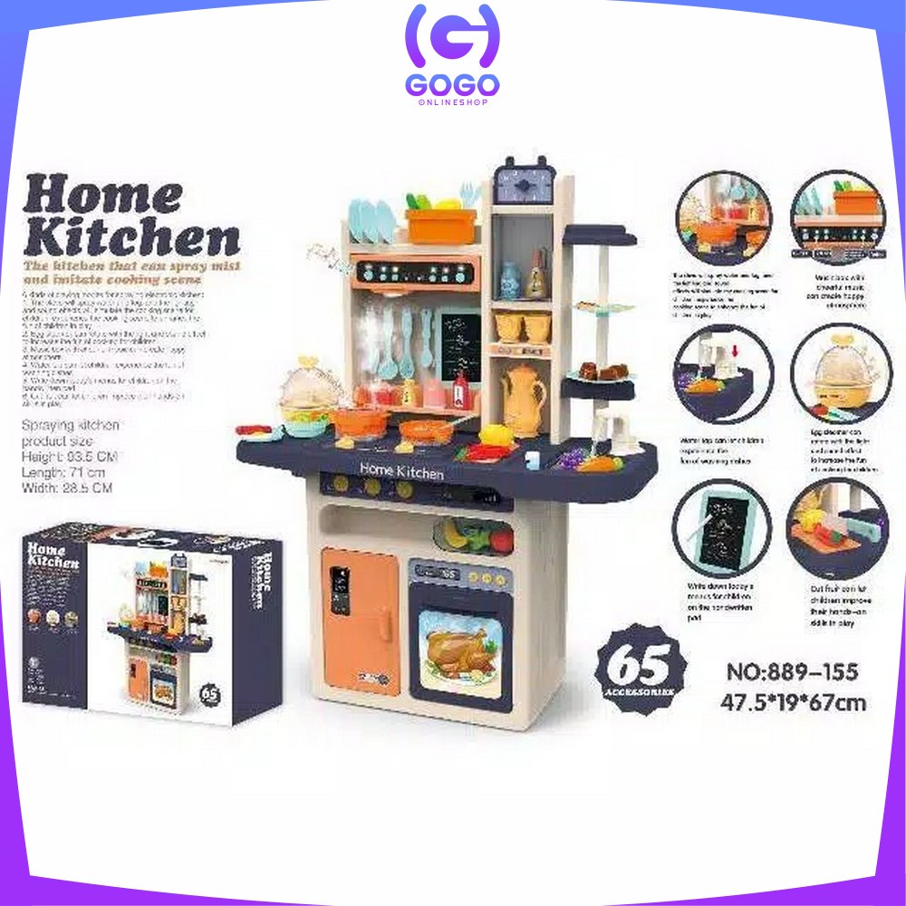 GOGO-M24 Mainan Spraying Mist Kitchen Set Isi 65PCS Mainan Masak Masakan Dapur Anak Perempuan 888-54