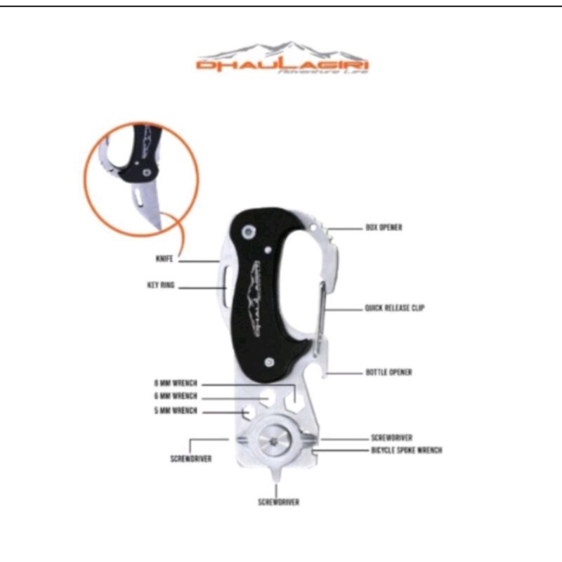 Survival Kit Dhaulagiri Multitools 501 Carabiner / Alat Multifungsi