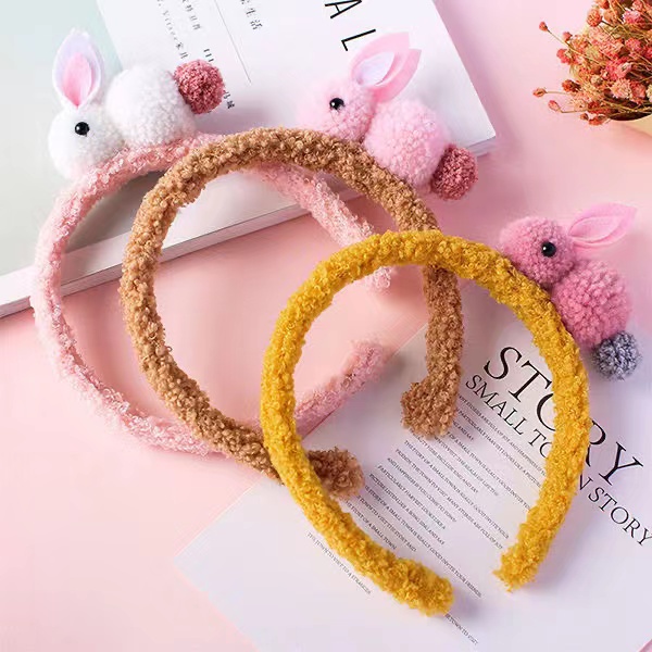 Bando Kelinci Aksesoris Rambut Lucu Bahan Bulu Lembut Anak &amp; Dewasa