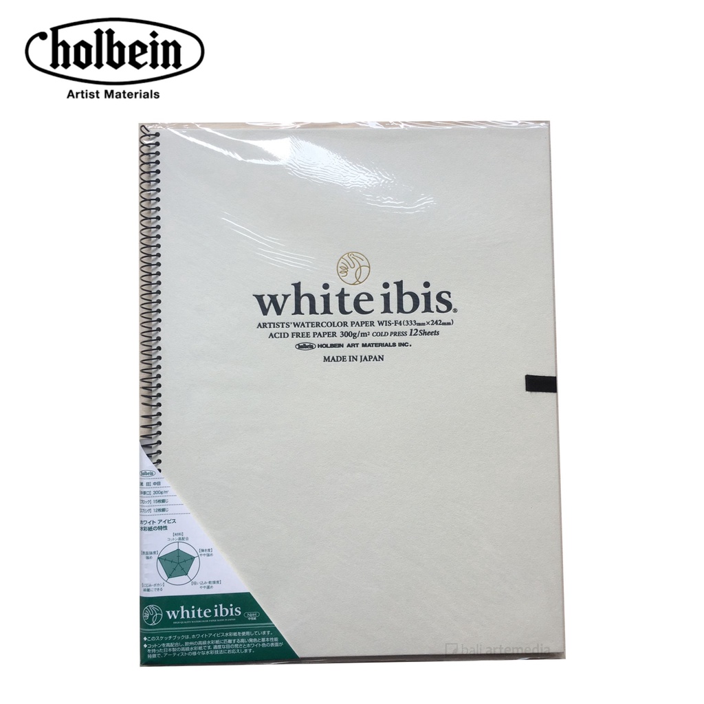 Holbein White Ibis Artist Watercolor Paper WIS-F4 (333 mm x 242 mm), 300gsm,12Sheet