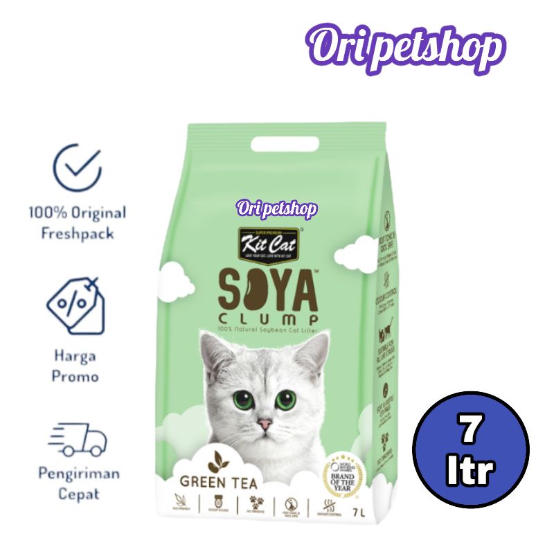 Pasir  Kit Cat tofu Soya 7 ltr Green Tea - Pasir Kucing Wangi