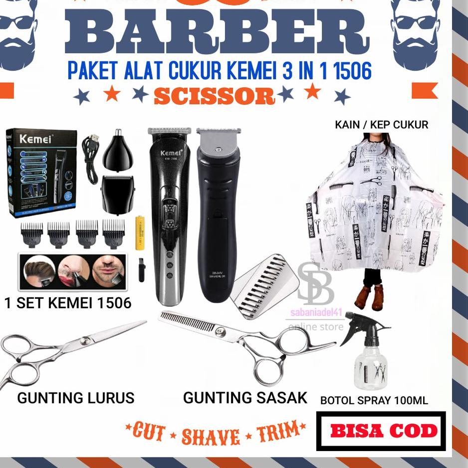 Silahkan Belanja--alat cukur rambut 1 set lengkap original POTONG RAMBUT CLIPPER KEMEI KM 1506 PENCU