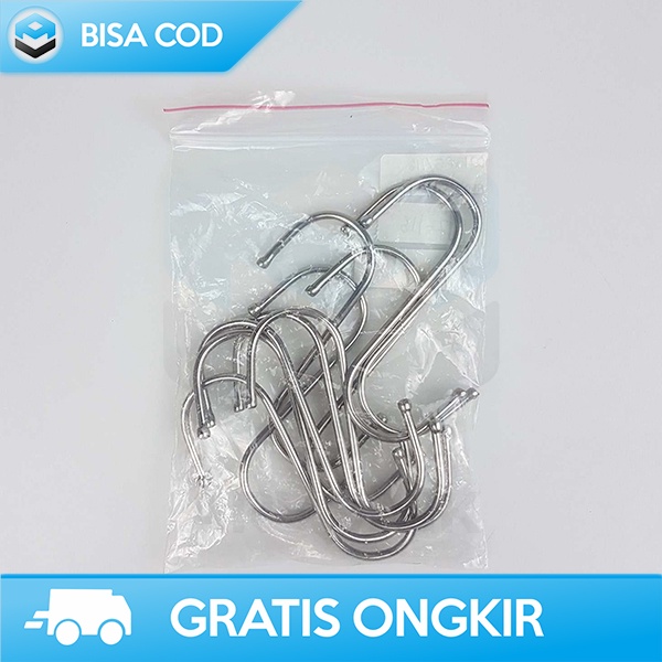 HANGER BENTUK S GANTUNGAN DAPUR STAINLESS STEEL MULTIFUNGSI 6CM 10PCS