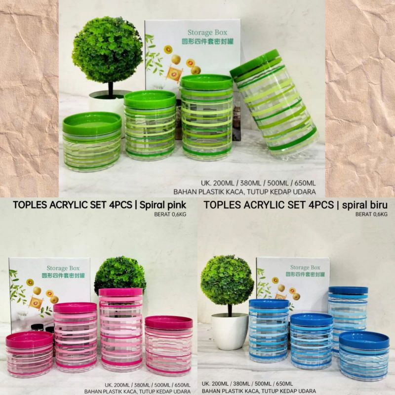 (COD)TOPLES STORAGE 4PCS/TOPLES AKRILIK/TOPLES KEDAP UDARA/TOPLES SET MURAH