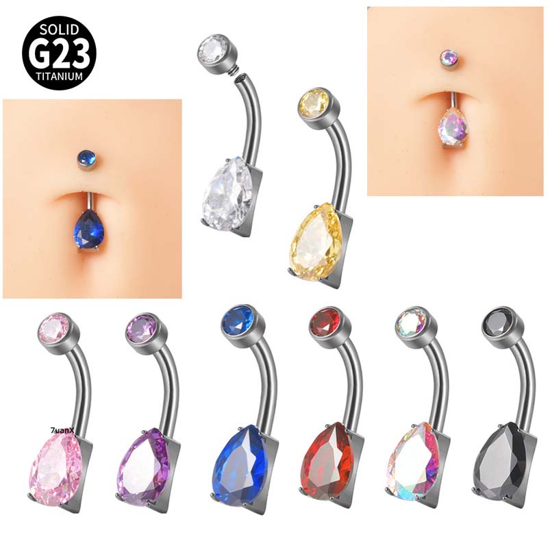 1pc Anting Tindik Perutpusar Hypoallergenic Bahan Titanium Steel G23 14Gauge Untuk Wanita