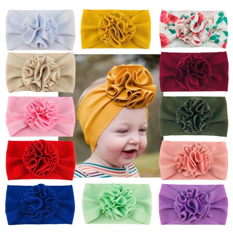 (Pimenova) bandana bayi anak bunga pompom baby headband bando bayi