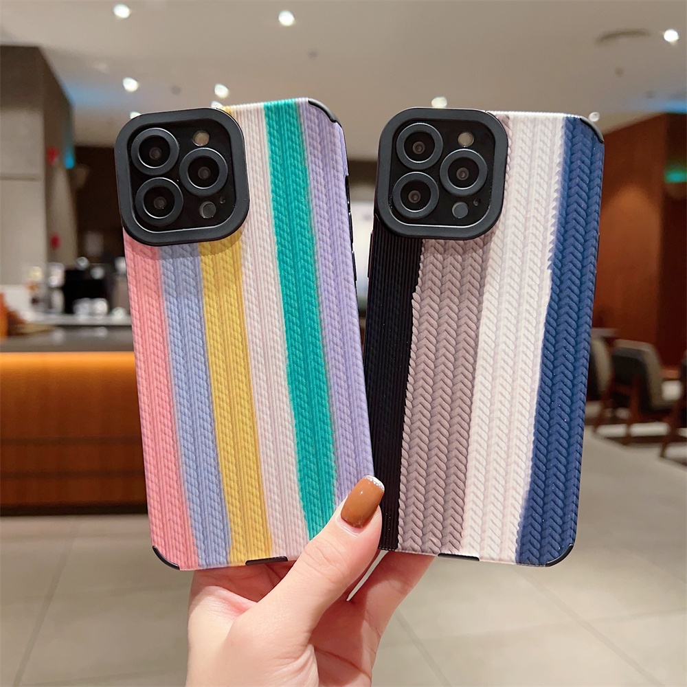 Soft Case Warna Permen Pelangi Untuk iPhone 14 13 12 11 Pro Max 14 Plus 7 8 Plus X Xs Max XR