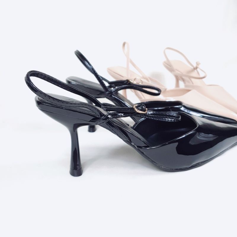 ZR Glossy Slingback Classic High Heeled Sandal