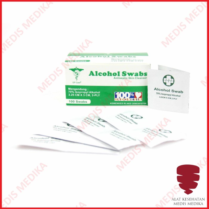 Alkohol Swab Kapas Pembersih Luka Tisu Tissue Alcohol Pads Swaps GP Care