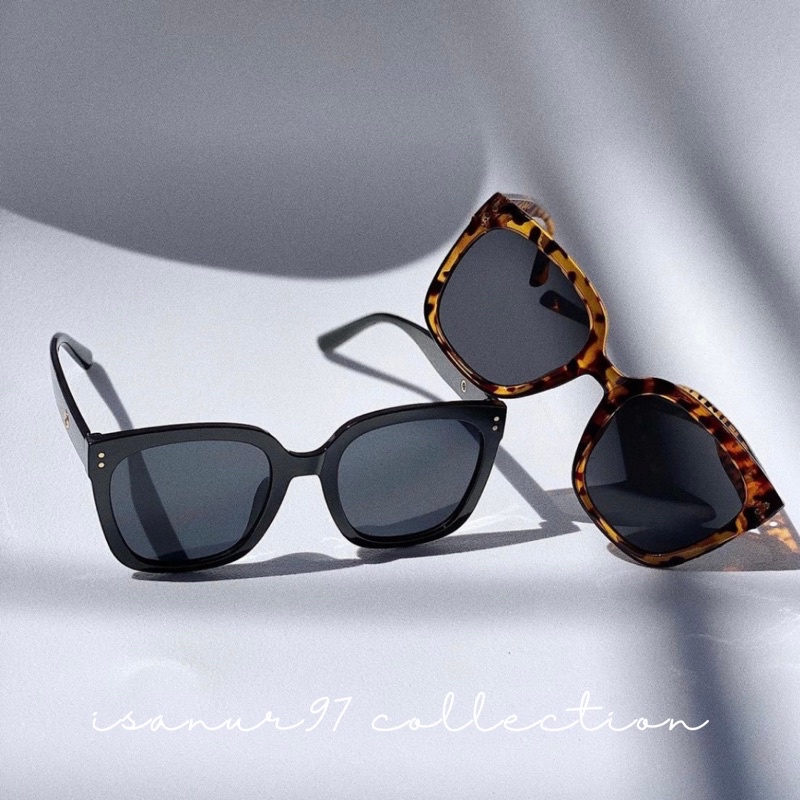 𝗜𝗦𝗔𝗡𝗨𝗥𝟵𝟳 Kacamata Kotak Korean Fashion Kacamata Hitam Leopard Trendy Frame Tebal