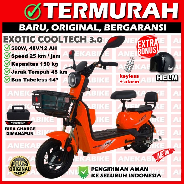 New Sepeda Listrik Exotic Cooltech 3.0 Garansi Resmi Bonus Helm, Sepeda Listrik Dewasa Pacific Murah