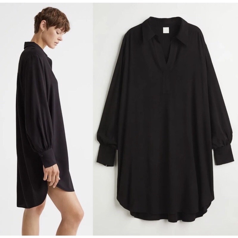 H&M OVERSIZE TUNIC DRESS BLACK HM