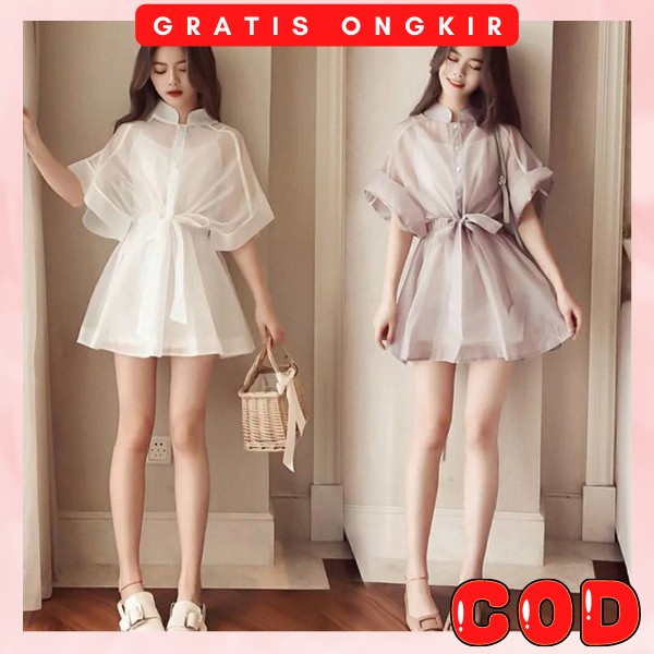 Guan Import Premium Guano Sexi Model Korean Style Baj Pesta Pendek Deres Perempuan Lngn Pndk Gaun Ce