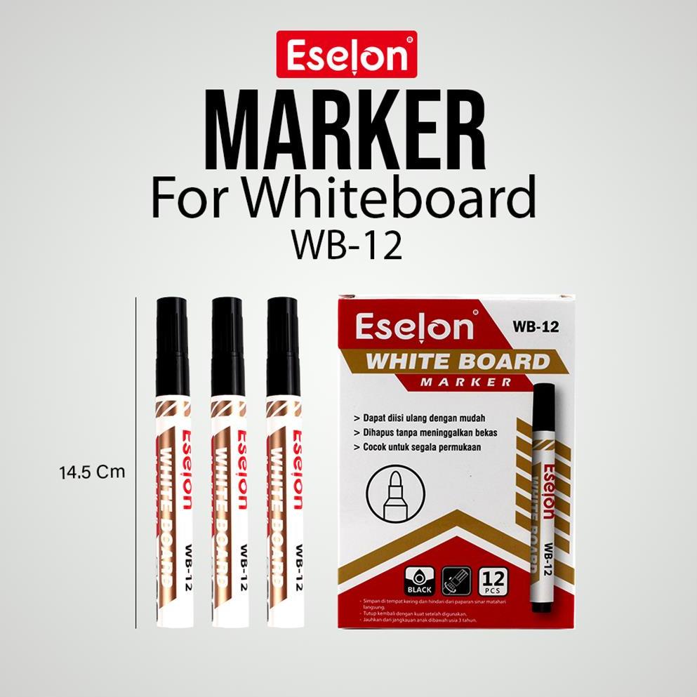 

❥ 12pcs Spidol Papan Whiteboard Eselon WB12 / 1pack Spidol BISA DIHAPUS ㅼ