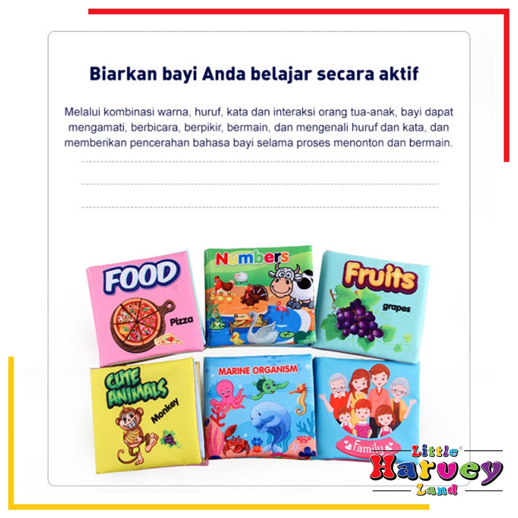 BUKU BANTAL MAINAN EDUKASI ANAK Buku Kain Bayi Karakter Anak Balita Belajar Cerita Gambar Edukatif Cloth Education Soft Book