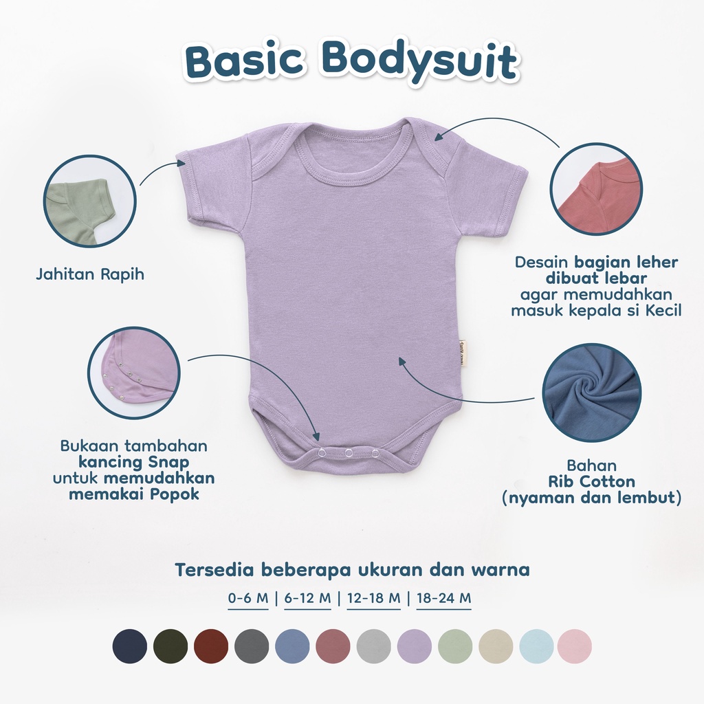 Nice Kids - Baby Basic Bodysuit (Baju Bayi / Bodysuit One Piece Jumper Romper Bayi)