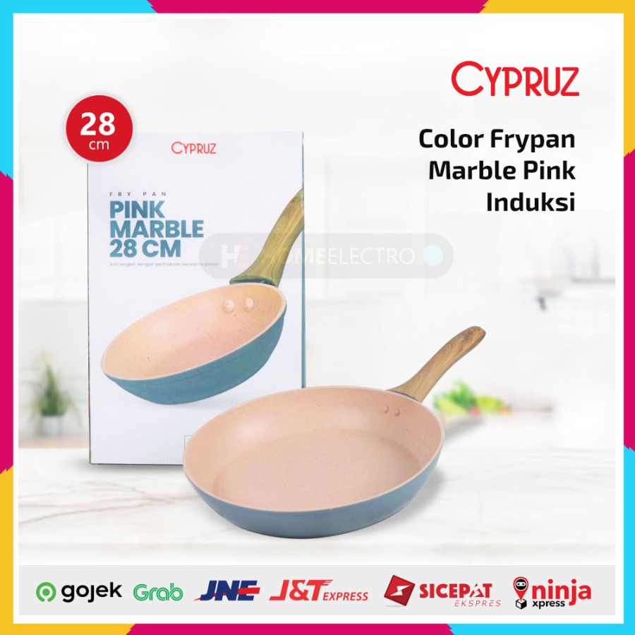 Cypruz FP-0698 Color Marble Pink Fry Pan Induksi Anti Lengket 28cm