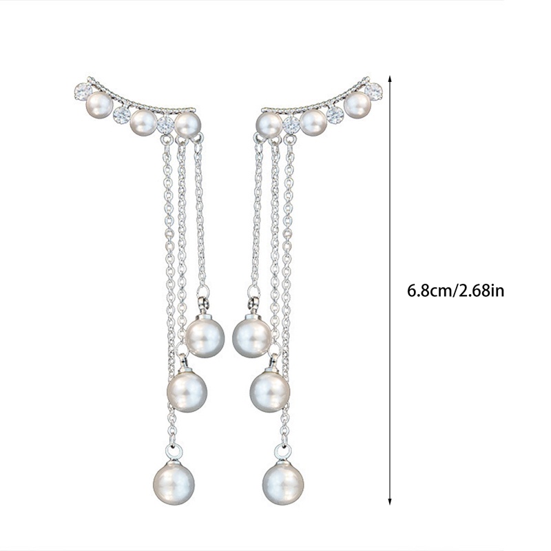 Fancyqube Fancycube Anting Tusuk Gantung Panjang Bahan Sterling Silver 925 Dengan Rumbai Mutiara Untuk Wanita