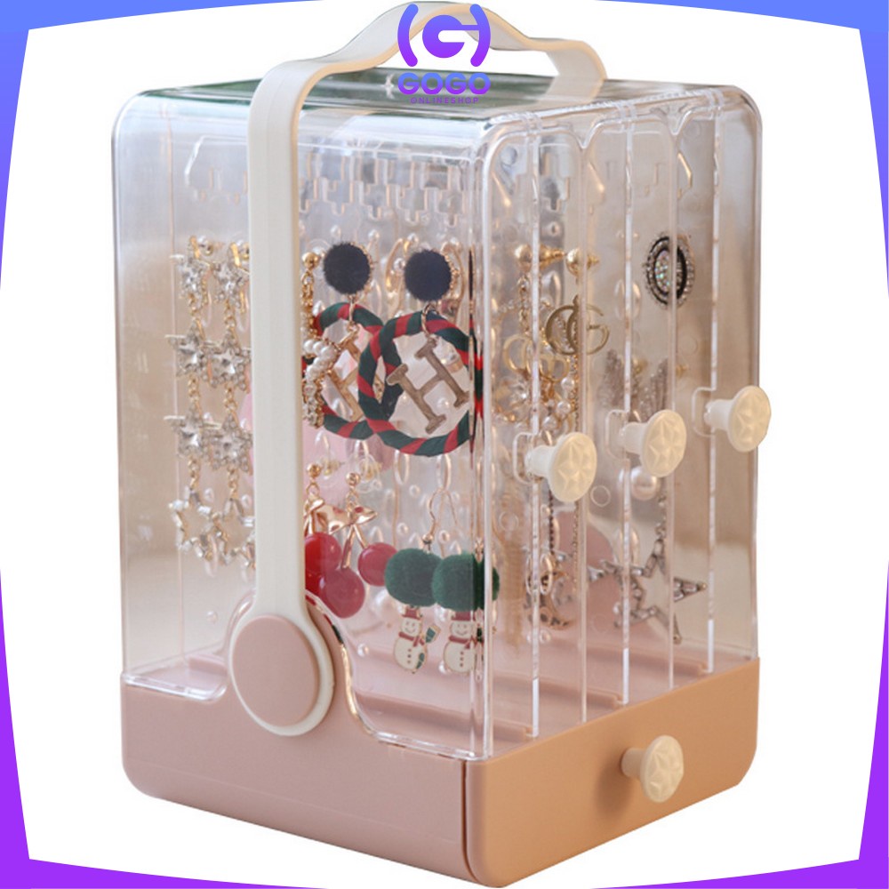 GOGO-K17 Rak Perhiasan Anti Debu Rak Anting Aksesoris Wanita Acrylic Tempat Penyimpanan Jewelry Box