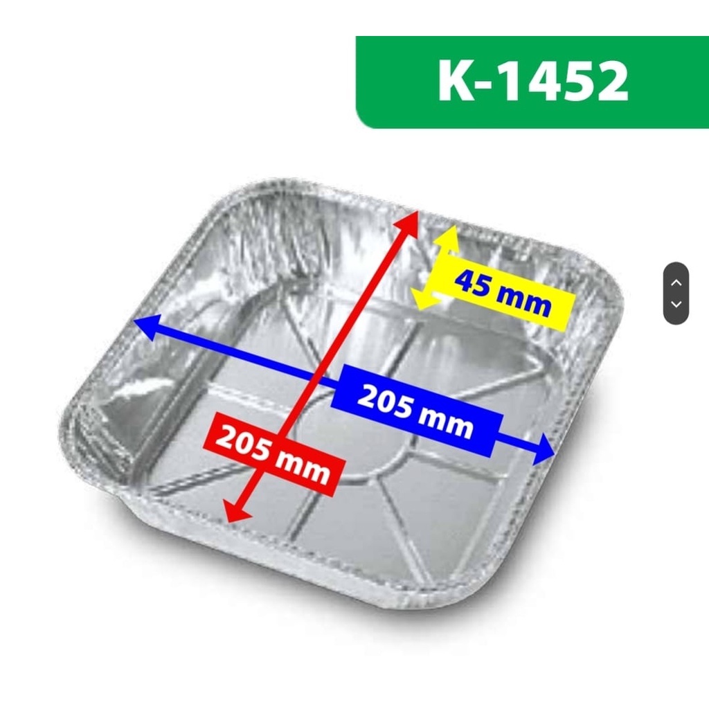 (ECERAN) ALUMUNIUM FOIL KOTAK K-1452 + TUTUP / ALUMUNIUM FOIL TRAY / READY STOCK -DIJAMIN BAGUS