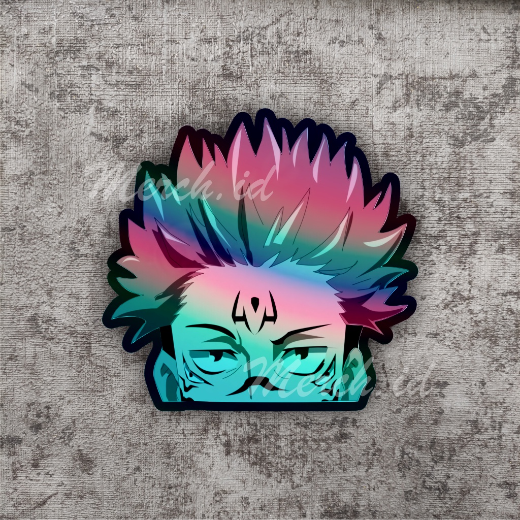 Stiker anime hologram jujutsu kaisen sukuna stiker case laptop