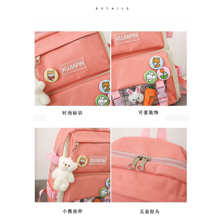 MV_Marvelouz MV806789 Tas RANSEL Canvas 4IN1 Wanita Kekinian Free Gantungan terbaru 1kg bisa 1 tas supplier tas import  EL 6789