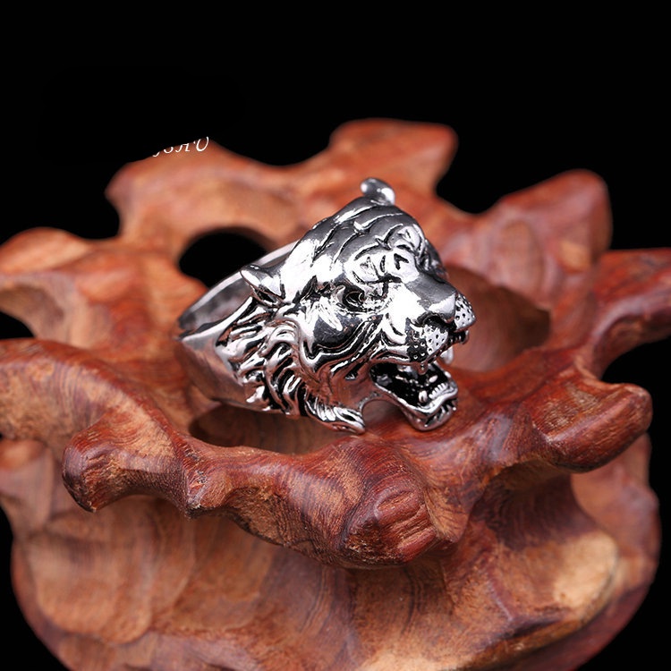 Cincin Desain Kepala Harimau Gaya vintage Eropa Amerika Untuk Pria