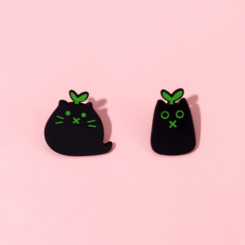 Bros Pin Desain Kartun Kucing Hitam Untuk Aksesoris Pakaian