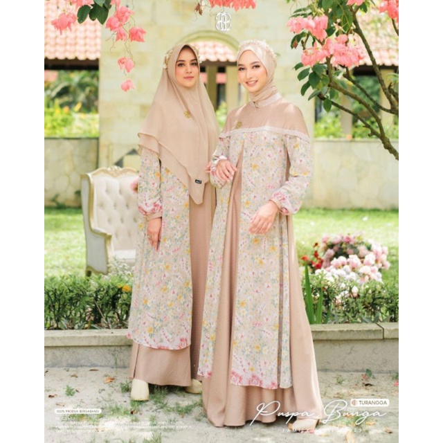 OPEN PO Sarimbit 2023 Gamis Puspa Bunga by Puan Family Set Baju Muslim Couple Keluarga Seragam Lebar