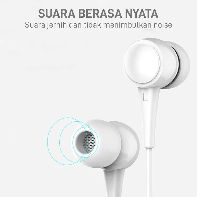 VEGER VX12 Wired In Ear Earphone 3.5mm With Microphone Stereo Extra Bass Handsfree Headset