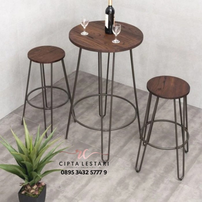 Meja Bar Meja Bar Bulat Cafe/ 2 Kursi/1 Set