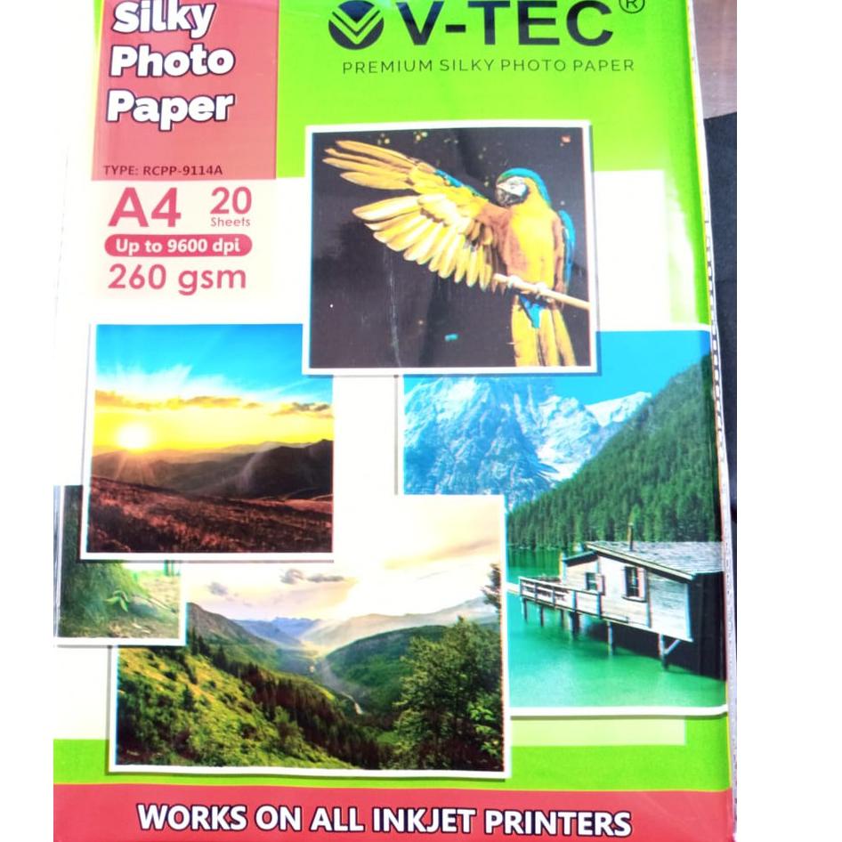 

☝ (1 Pack) Kertas Foto doff / Photo Paper v-tec - Silky A4 260gsm ⇮