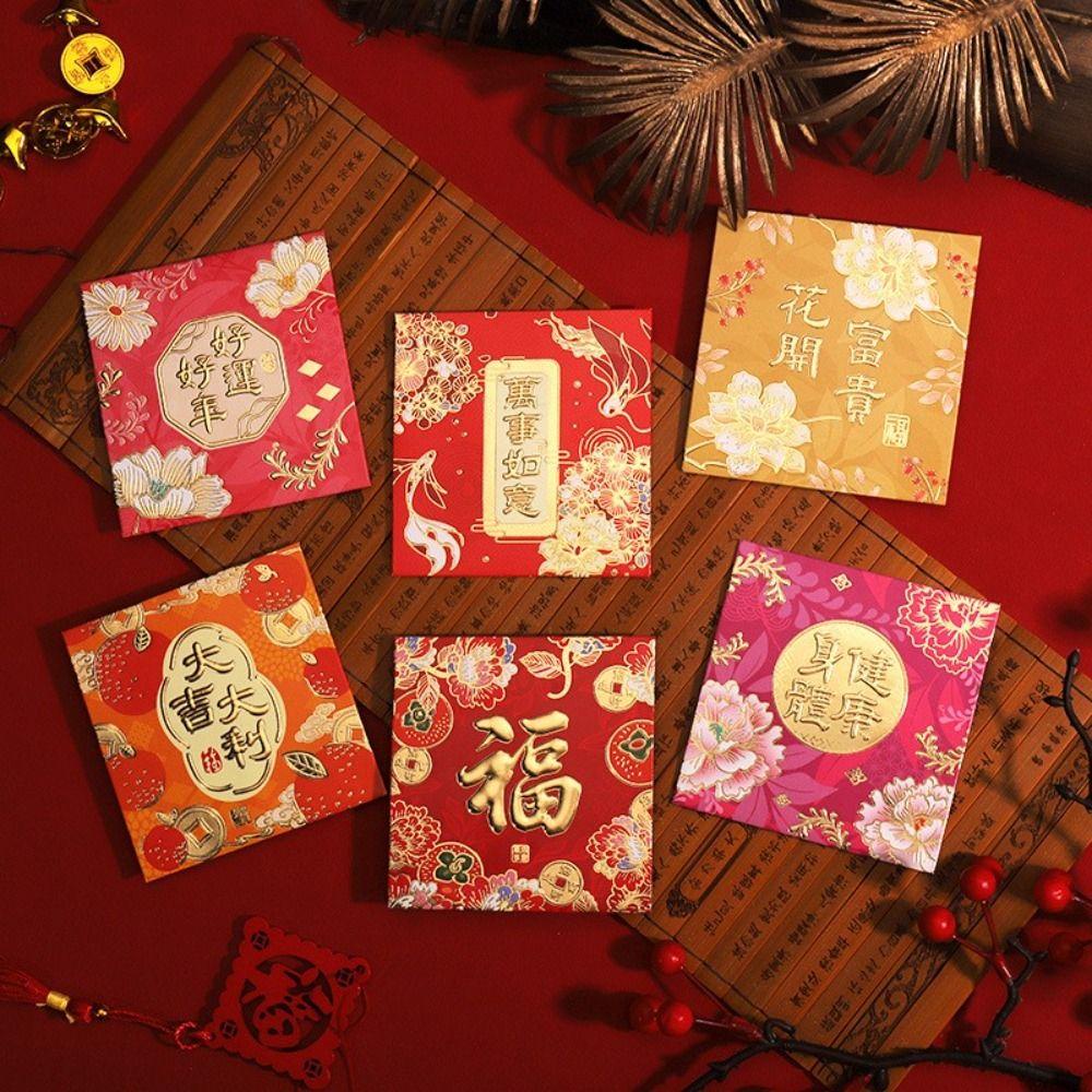 Lanfy 6 Pcs Amplop Angpao Merah Motif Kelinci Untuk Tahun Baru Cina