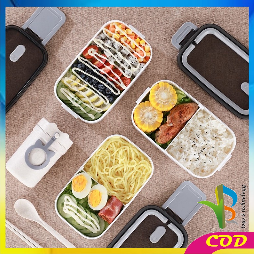 RB-C376 Lunch Box Double Layer Kotak Makan 2 Tingkat Kotak Bekal / Bento Box 4 Sekat / Rantang Susun 2 / Tempat Makanan Susun