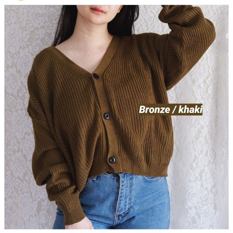 Cardigan rajut crop tebal