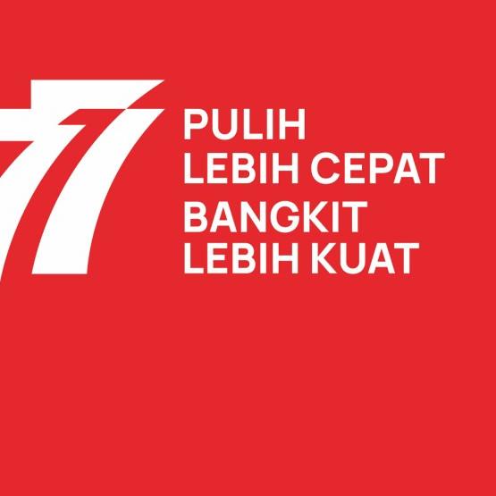 baju kaos polo kerah HUT RI 77 INDONESIA PULIH BANGKIT RESMI pria - XL