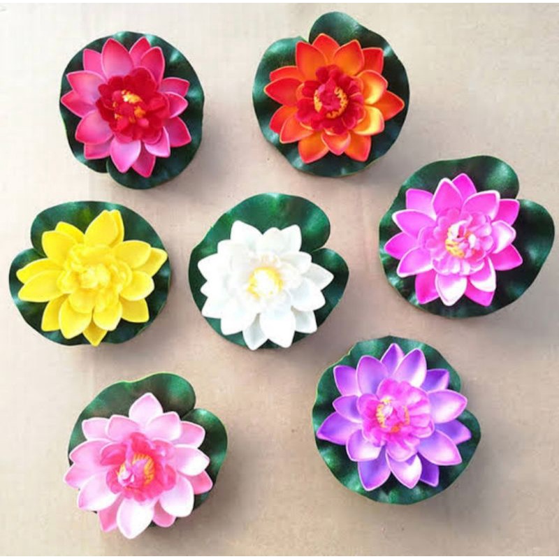 bunga teratai hias teratai plastik lotus hiasan aquarium hiasan kolam ikan floating lotus artificial