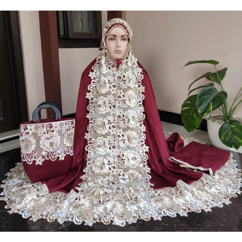 MK DAMIA MUKENA MEWAH RENDA CANTIK PRADA KATUN MIKRO ADEM MUKENAFARADISA TASIKMALAYA TASIK HANTARAN 