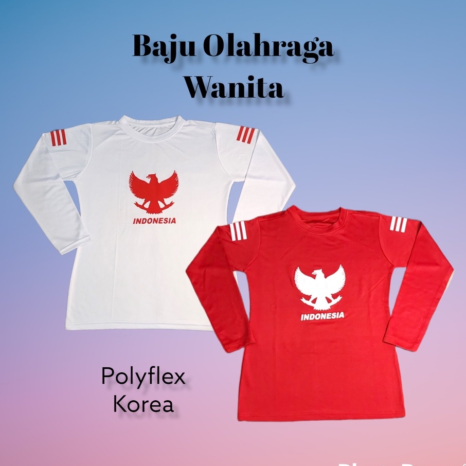 Baju olahraga wanita lengan panjang kaos atasan fitness aerobic gym joging voli wanita