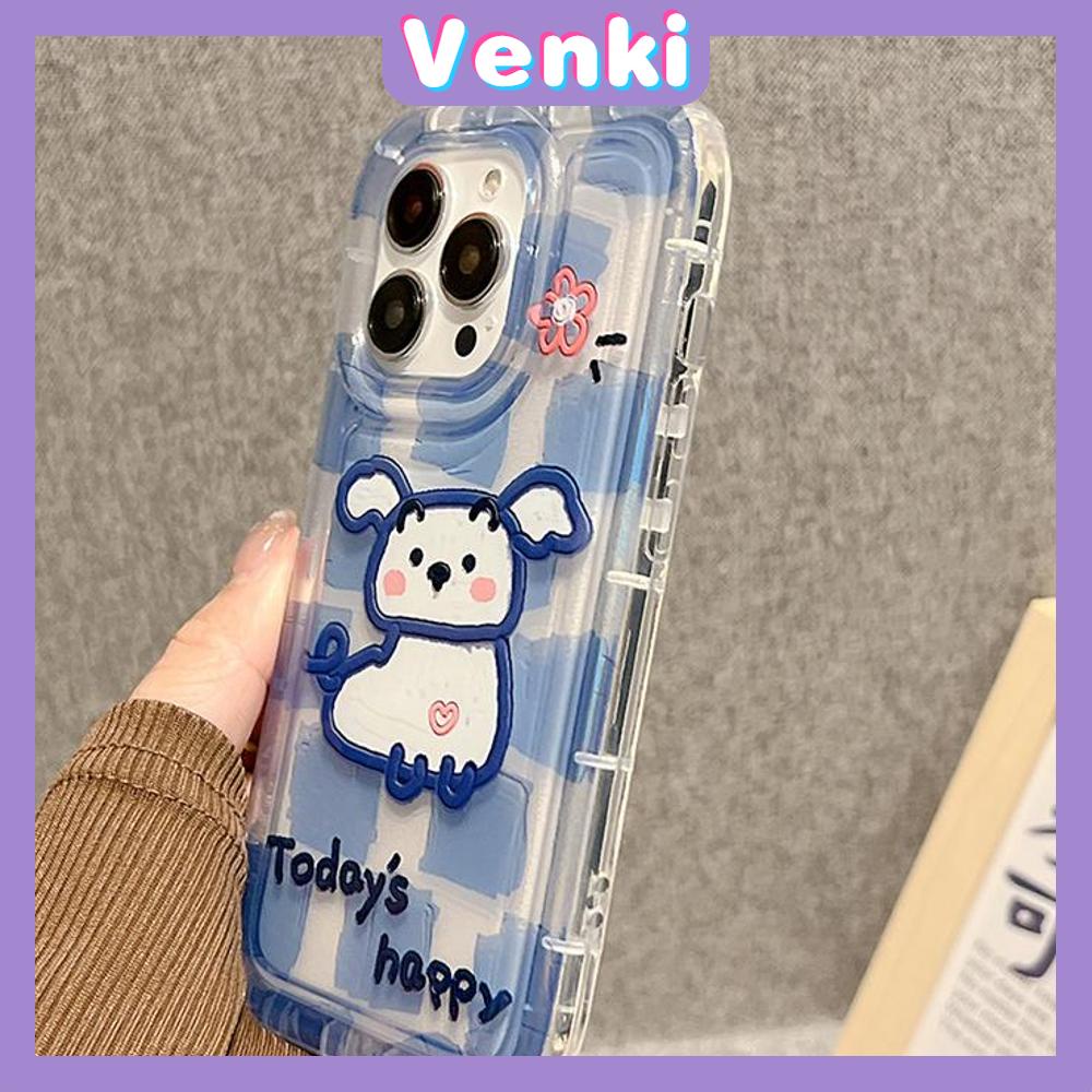 Case For iPhone 14 Pro Max TPU Soft Jelly Airbag Case Clear Blue Cartoon Cute Dog Case Camera Protection Shockproof For iPhone 14 13 12 11 Plus Pro Max 7 Plus X XR