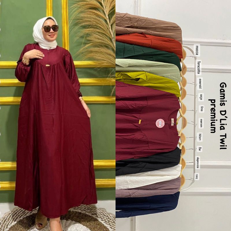 BISA COD || Gamis D’LIA Rayon Twill Free Scrunchie