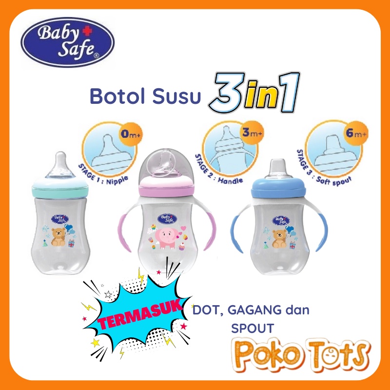 Baby Safe 3 Stage Feeding System Bottle 250ml/8oz Botol Susu Bayi 3 Tahapan Usia 0-6 m+ WHS