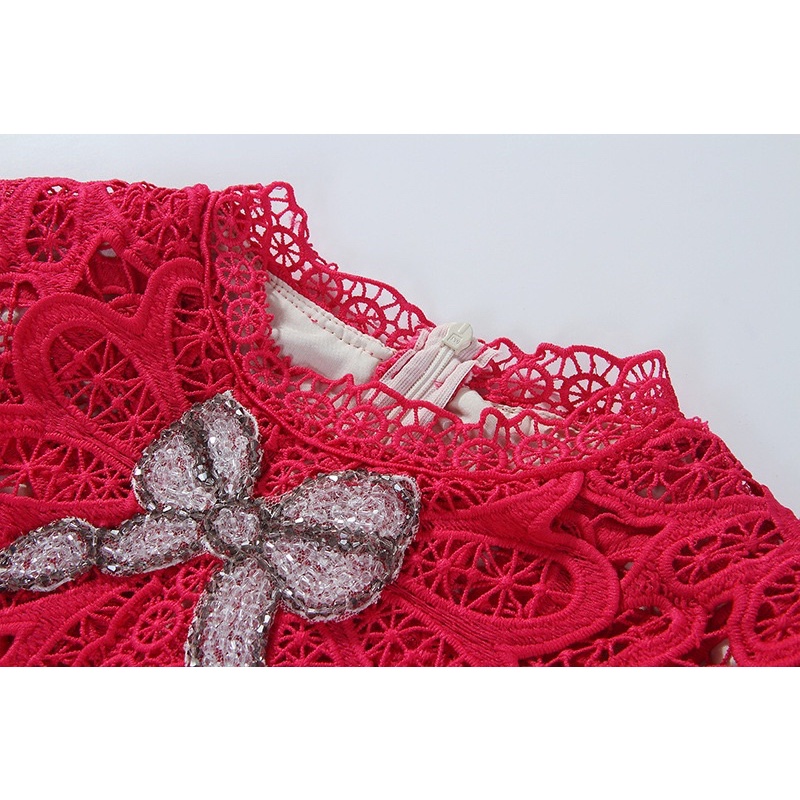 [Premium Series] Rose Pink Lace Brocade Dress Import Premium