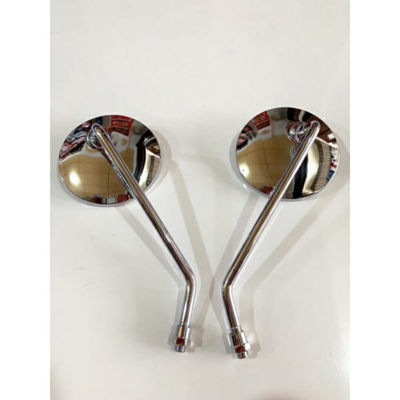 Spion Bulat Vespa Panjang Chrome Honda &amp; Yamaha Set Kiri-kanan